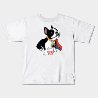 Boston Terrier Super Pup Kids T-Shirt